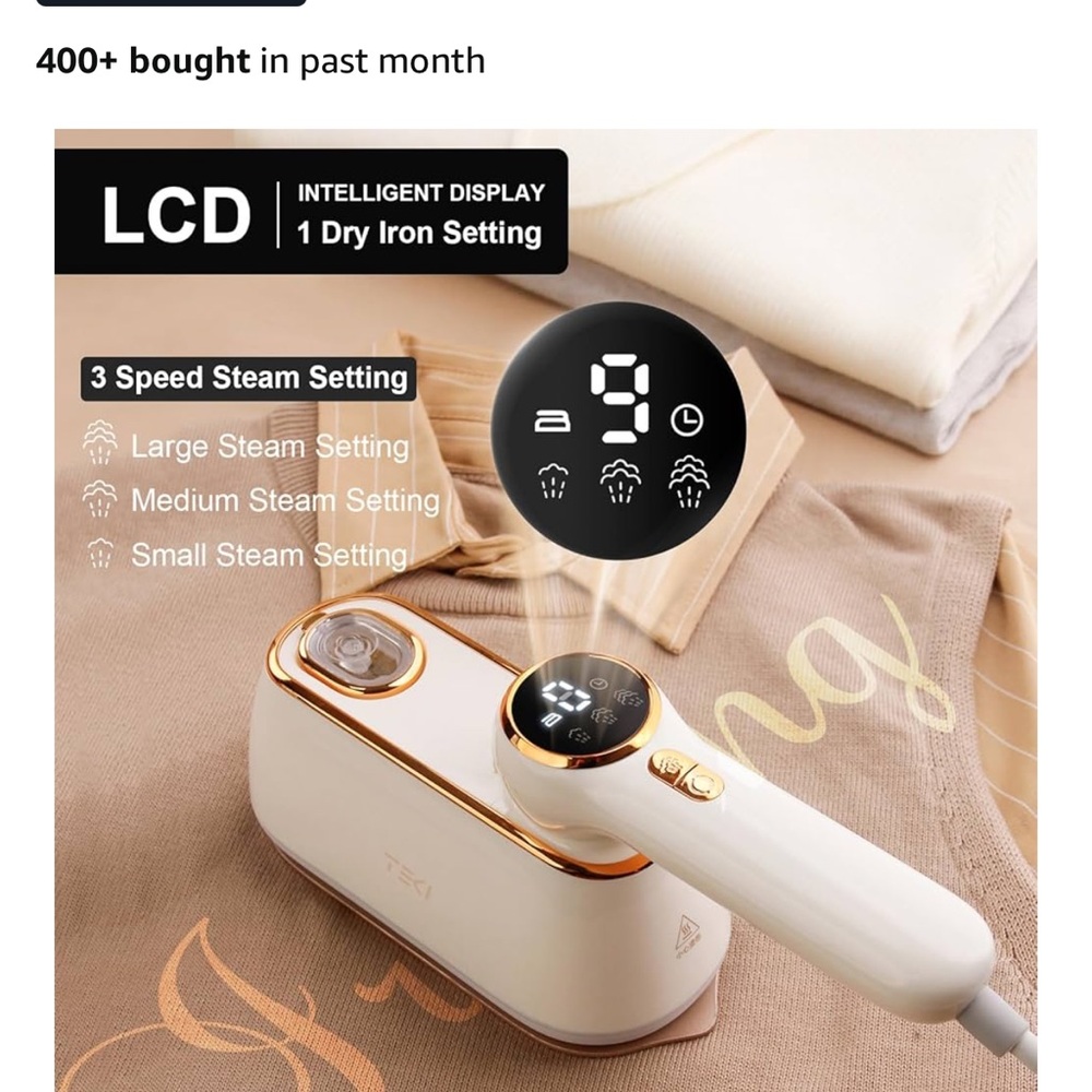 White and Gold LCD Steam Iron